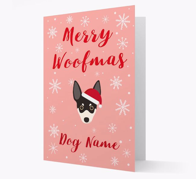 'Merry Woofmas {dogsName}' Card with your {breedFullName} Christmas Icon